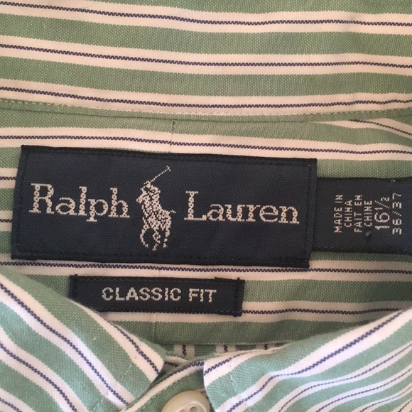 🦊 Ralph Lauren LS green & blue stripe. 16.5 36/37 - Picture 4 of 4